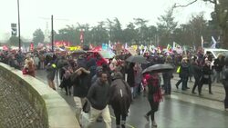 CLEAN : Protesters march in French city of Nantes against pension reform News Clip