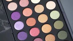 4k top view and turning of make-up palette. Stock Footage