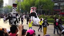 Parade of Day of the Dead in Mexico Stock Footage