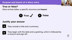 Identifying features of a diary entry to write from 'How To Train Your Dragon' Instructional Video