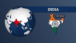 Earth Sphere Map and India Country Map with National Flag Stock Footage