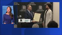 Above the Rim: Harlem Globetrotter unveils permanent art display at Westchester County Center News Clip