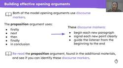 Creating and presenting opening arguments for a debate Instructional Video