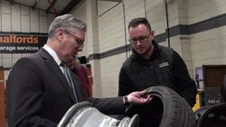 Sir Keir Starmer visits a Halfords garage in Cambridgeshire News Clip