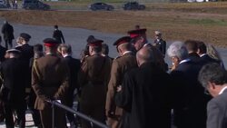 Theresa May and Emmanuel Macron at new British D-Day memorial News Clip