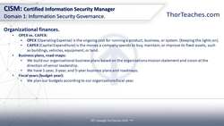 CISM Certification Domain 1: Information Security Governance Video Boot Camp 2019 - OPEX, CAPEX, and fiscal years Instructional Video