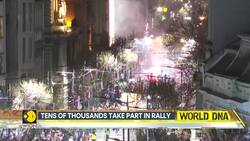 Serbians protest over death of 15 at a railway station last year News Clip