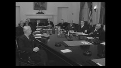 In Washington, DC, Cabinet of outgoing president Harry Truman gives him the gift of the chair he used as president News Clip