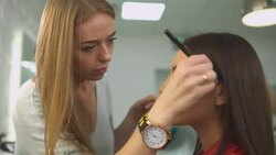 Beautiful girl in a beauty salon Stock Footage