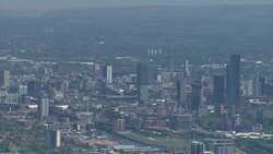 UK: Aerial views of Manchester during the coronavirus epidemic News Clip