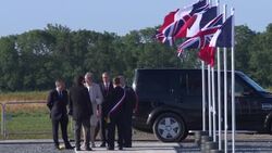 Theresa May arriving at new D-Day memorial News Clip