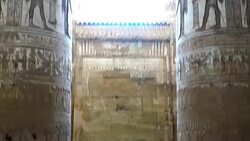 Interior of Dendera temple or Temple of Hathor. Egypt. Dendera, Denderah, is a small town in Egypt. Dendera Temple complex, one of the best-preserved temple sites from ancient Upper Egypt. Stock Footage