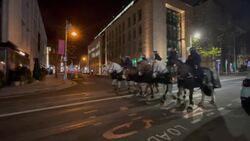 Mounted Gardai patrol Dawson Street amid riots in Dublin News Clip