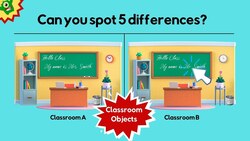 Spot 5 Differences Between Two Pictures | Classroom Objects Instructional Video