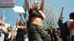 Black Lives Matter protest death of George Floyd outside US embassy News Clip