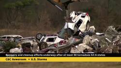 Recovery and cleanup efforts underway after at least 30 tornadoes hit 6 states News Clip