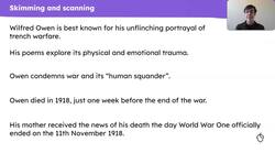 Skim reading and close reading: Wilfred Owen’s 1917 letter to his mother Instructional Video