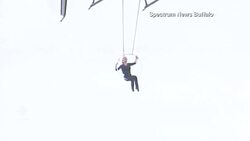 Erendira Wallenda dangles from helicopter by teeth over Niagara Falls News Clip