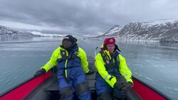 David Lammy and Norway's Foreign Minister Barth Eide view the melting Blomstrandbreen glacier News Clip