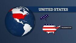 Earth Sphere Map and United States USA Country Map with National Flag Stock Footage