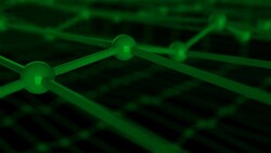 3d illustration of molecular grid, atoms connected in crystal lattice, close up view Stock Footage