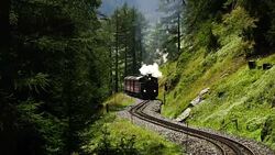 Steam locomotive from Realp to Furka Pass Stock Footage