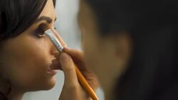 Beautiful young girl in a beauty salon Stock Footage