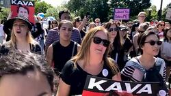 Protesters Demonstrate Against President Trump's Supreme Court Nominee Brett Kavanaugh At The Supreme Court Stock Footage