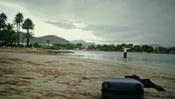Businesswoman running away to the beach Stock Footage