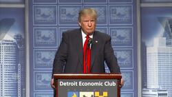 Trump heckled 10 times during Michigan speech News Clip