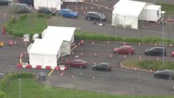 UK: Drive through coronavirus testing centre in Brighton News Clip