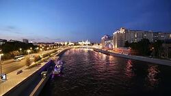 View of the Kremlin and Moskva River, Moscow, Russia--the most popular view of Moscow Stock Footage