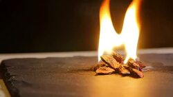 Bartender sets fire to cocktail, burning anise for smoke in a wine glass. Slow motion. Stock Footage