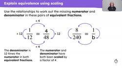 Explain the relationship between numerators and denominators across equivalent fractions Instructional Video