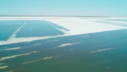 Drone Reveals Lake Baskunchak: Russia's Salt Flats Wonder Stock Footage