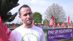 Heathrow security guards on strike outside airport News Clip