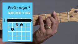How to Play an F Sharp Major 7 / G Flat Major 7 Barre Chord Instructional Video