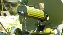 shooting from an old machine gun Stock Footage