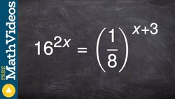 Rewriting an equation so that they have same base and you can solve, 16^(2x)=(1/8)^(x+3) Instructional Video