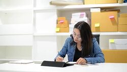 Money and financial planning. Business woman doing budget with calculator. Stock Footage