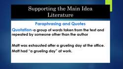 Supporting the Main Idea- Literature Instructional Video