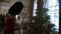Camilla Duchess of Cornwall hosts her annual Christmas tree decorating fun News Clip