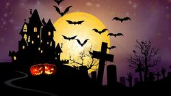 Halloween Night Animation - Haunted House - Pumpkin - 4K Stock Footage