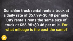 Word Problem Finding when the distance and the price is equal - cool math Instructional Video