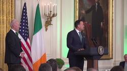 Taoiseach reflects on Good Friday Agreement as he presents shamrock to US President Joe Biden at White House News Clip