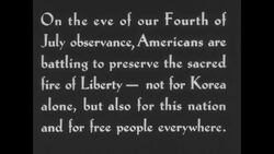 Message of patriotism; Independence Hall; Liberty Bell; soldiers headed for Korea News Clip