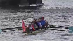 MPs and Olympians row past Parliament to support climate change Bill News Clip
