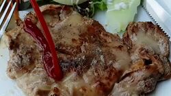 Slow motion of Meat steak (Beef or Pork steak) Stock Footage