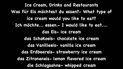German Ice Cream Drinks and Restaurants Vocabulary - Deutsch lernen Instructional Video