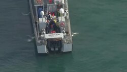 UK: UK Boarder Force vessel intercepting a migrant boat in the English Channel News Clip